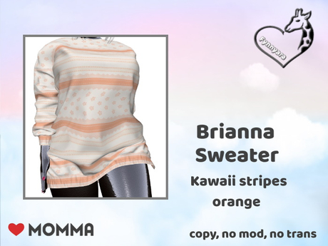 Second Life Marketplace - Brianna sweater kawaii stripes 4 orange
